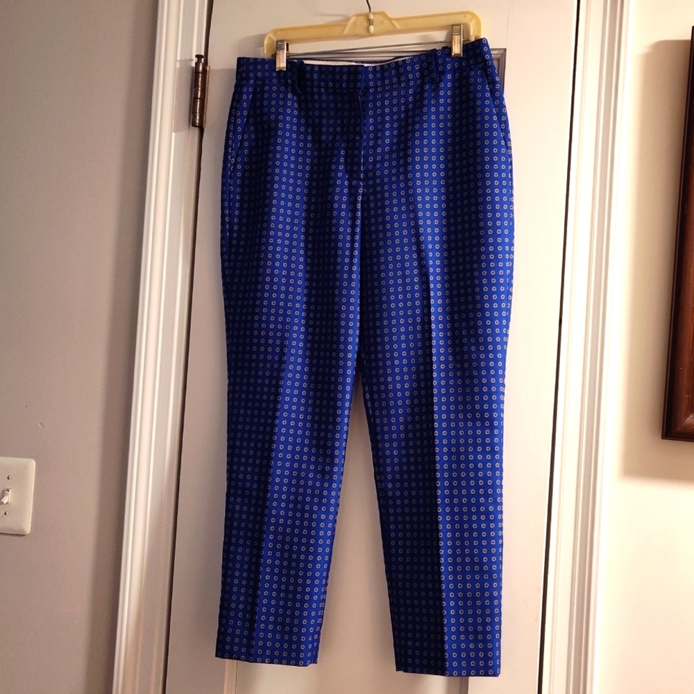 J. Crew Blue Patterned Ankle Pants